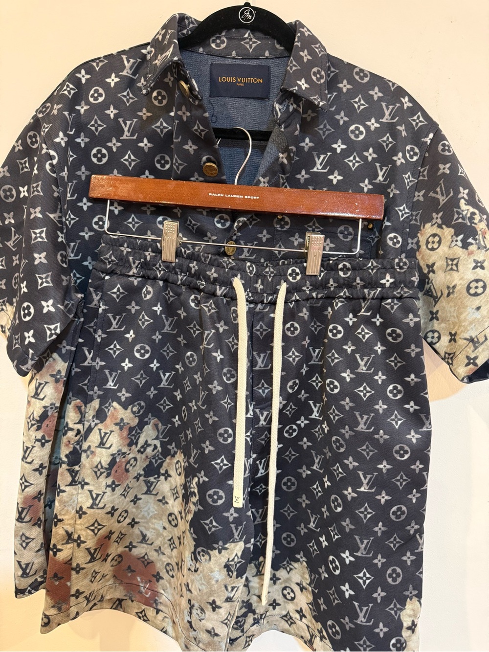 Louis Vuitton Navy Monogram Short Jacket with Cream Tie-Dye Accents